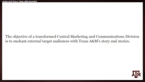 Reorganization Of Texas A&M’s Marketing And Communications Efforts Shared With Members Of A&M’s Faculty Senate