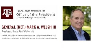 Texas A&M’s President Announcements From His April Online Newsletter