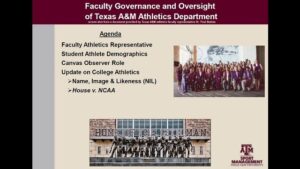 Texas A&M’s Athletic Department’s Faculty Representative Presentation To The Faculty Senate Focuses On Paying Student Athletes