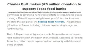 Brazos Valley Food Bank Among 20 Texas Food Banks Receiving A Personal Gift From The Chairman Of H-E-B Stores