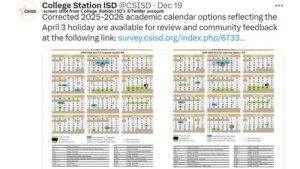 What Went Into The Options For Proposed College Station ISD Calendar Options For The 2025-26 School Year