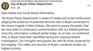 Bryan Police Reports No Confirmed Local Links To New Year’s Deaths In New Orleans