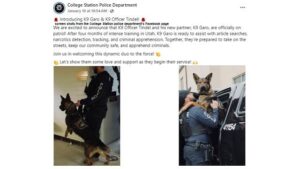 College Station Police Department Adds A Third K-9 Team