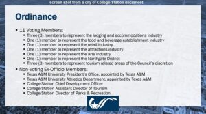 College Station City Council Creates A Council Appointed Tourism Committee