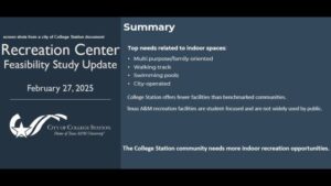 College Station City Council Update On A Consultant Studying A Possible Recreation Center