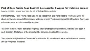 Construction Beginning On The Next Portion Of Rebuilding Rock Prairie Road East