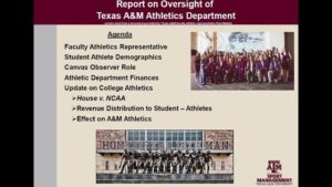 Texas A&M’s Faculty Athletic Representative Provides An Update To The Faculty Senate