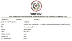 Brazos County Commission Reject A $500,000 Dollar Consulting Contract