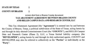 Brazos County Commissioners Change Terms Of Property Tax Breaks Given To The Owner Building A Second Data Center Building On The RELLIS Campus