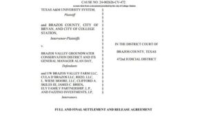 Settlement In Lawsuit Will Limit Exporting Water Out Of Brazos And Robertson Counties