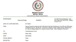 Opponents To An RV Park Expanding Into Their Subdivision Gets Support From Brazos County Commissioners
